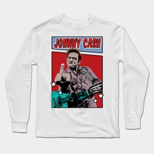 Johnny Cash middle finger Pop Art Comic Style Long Sleeve T-Shirt